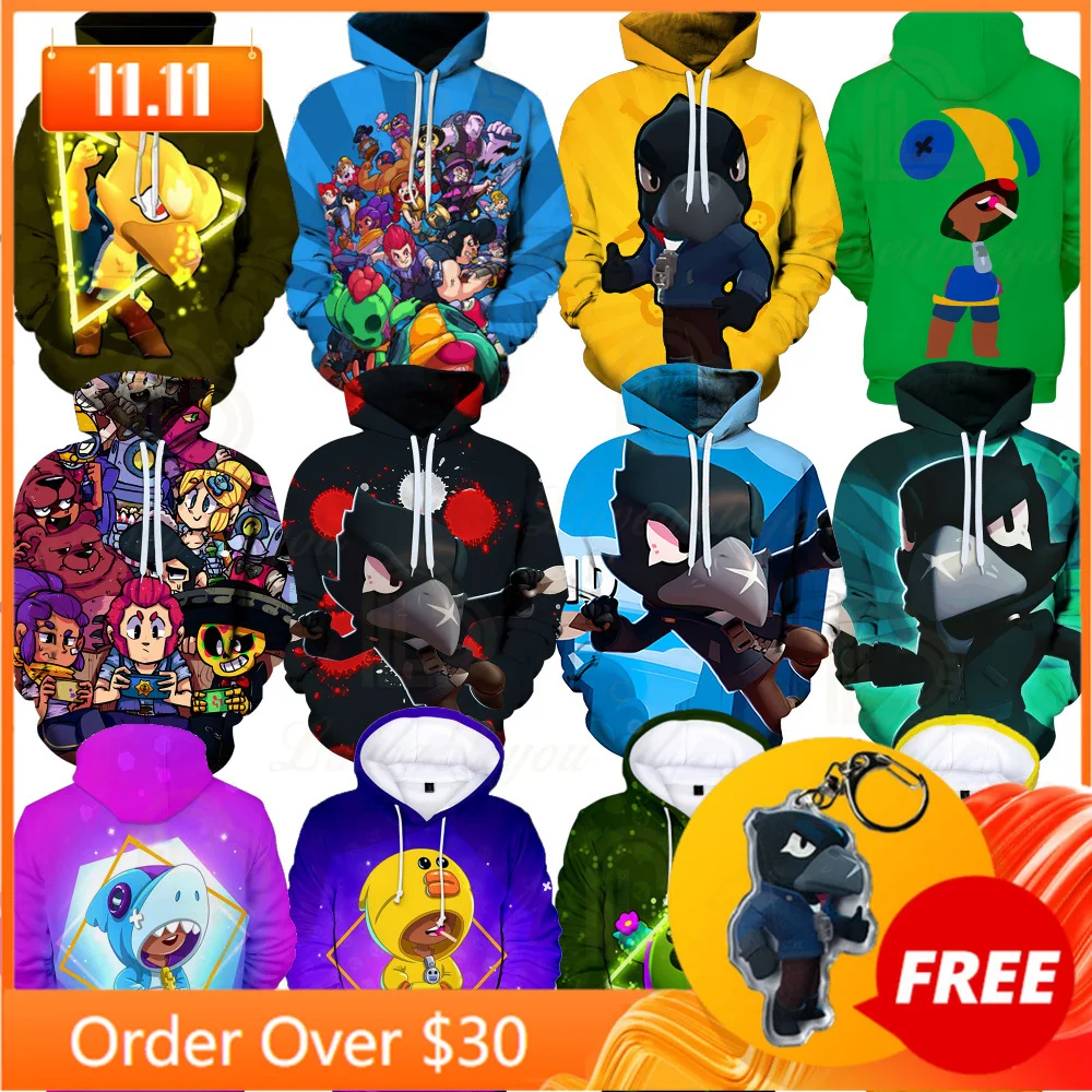 

Brawings Boys Star, Girls 3D PRIMO MORTIS Thin Hoodie Crow Spike Leon Shelly Hoodie Kids Game Anime Hoodie Birthday Gift