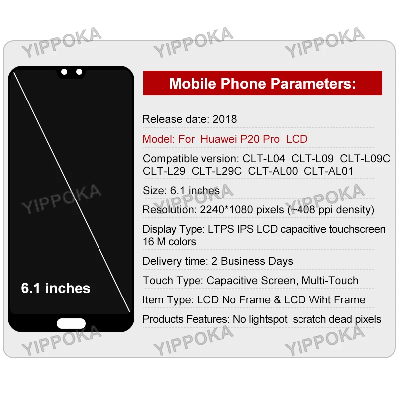 Piezas de Repuesto de digitalizador de pantalla t&aacute;ctil para Huawei P20 Pro, pantalla LCD Original de 6,1 pulgadas, CLT-L09 L29, AL00, AL01, TL01-2