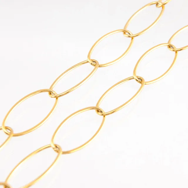 gold No Clasp Серебряная/Золотая цепочка из нержавеющей стали для изготовления ювелирных изделий 6 мм овальные металлические звенья Rolo звенья цепи по метру Cadenas Por Metros без застежки 1 м - Цвет: gold No Clasp