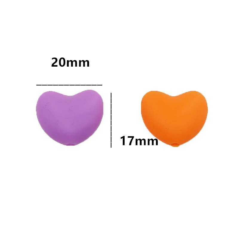 Chenkai-Cuentas de dentici&oacute;n en forma de coraz&oacute;n para beb&eacute;, 50 Uds., abalorios masticables en forma de coraz&oacute;n para manualidades, collar, pulsera, colgante de joyer&iacute;a-3