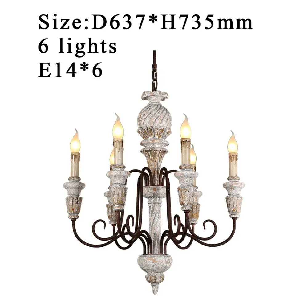 

Vintage rustic chandelier antique white wooden lighting french elegant drop chandeliers in babay/dining room bedroom living room