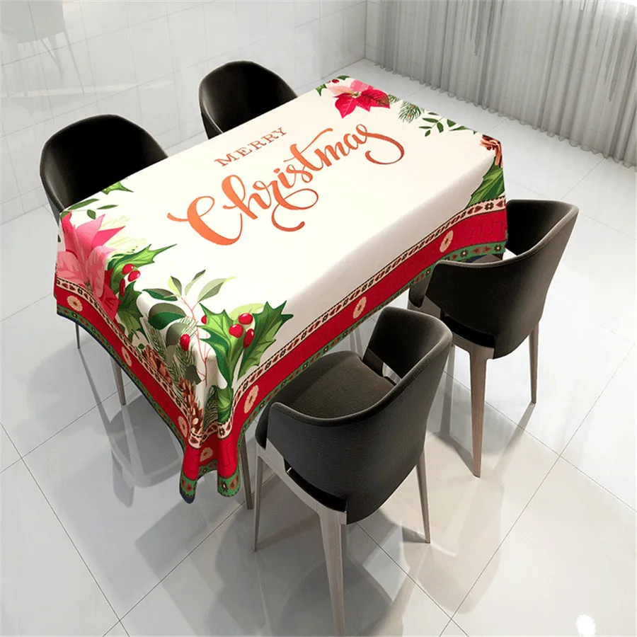Wholesale Creative Printing Christmas Theme Fabric Waterproof Anti-staining Tablecloth New Year Christmas Decorations for Home