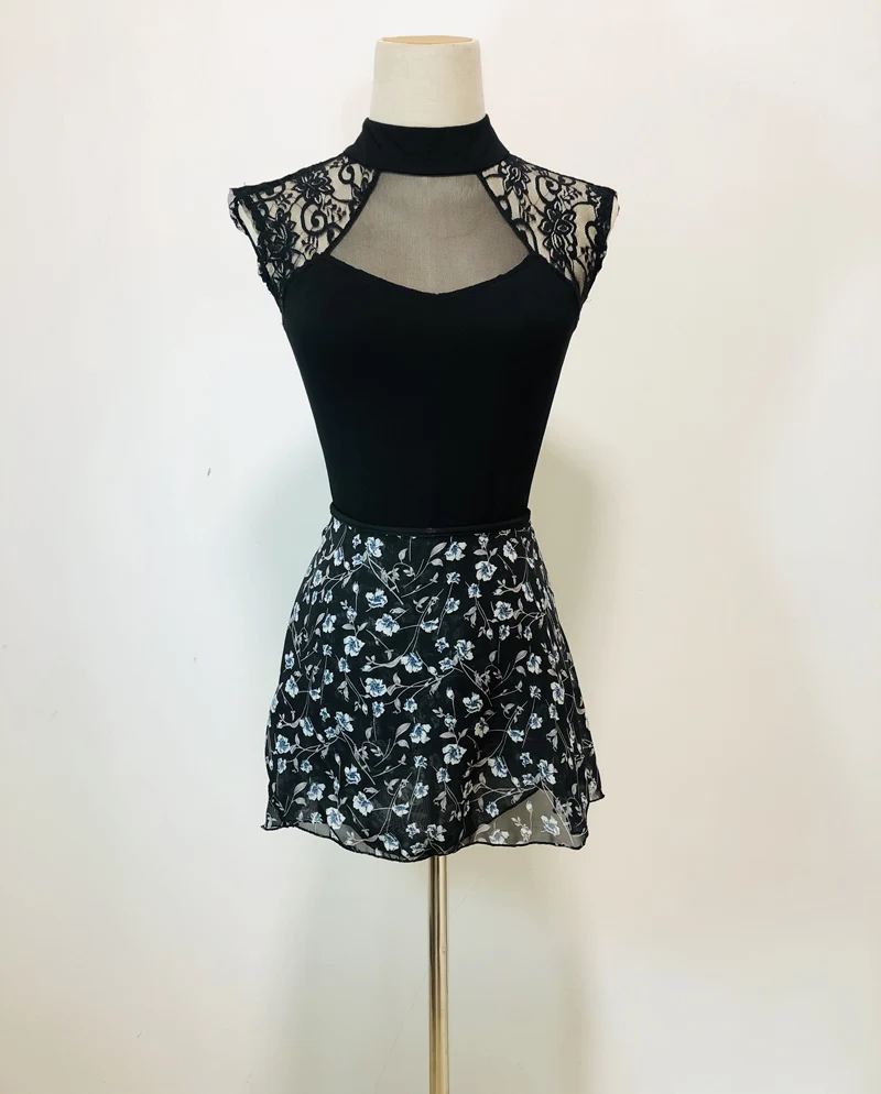 Женская балетная юбка пачка шифоновая с цветочным принтом небольшой фартук для