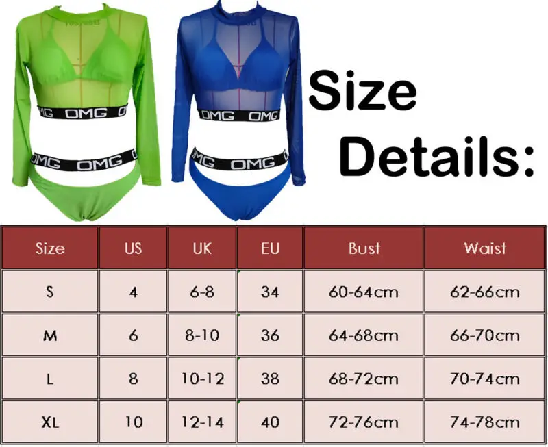 

2020 Swimwear Women 3 Piece Bikini set Letter Print Solid Long Sleeve Mesh Sport Bikini Set Vintage Bathing Suit Bikini SETS