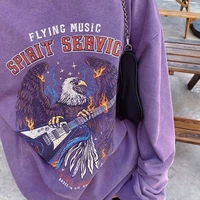 deeptown vintage streetwear eagle print purple oversize hoodies women punk harajuku black sweatshirts female goth mall tops