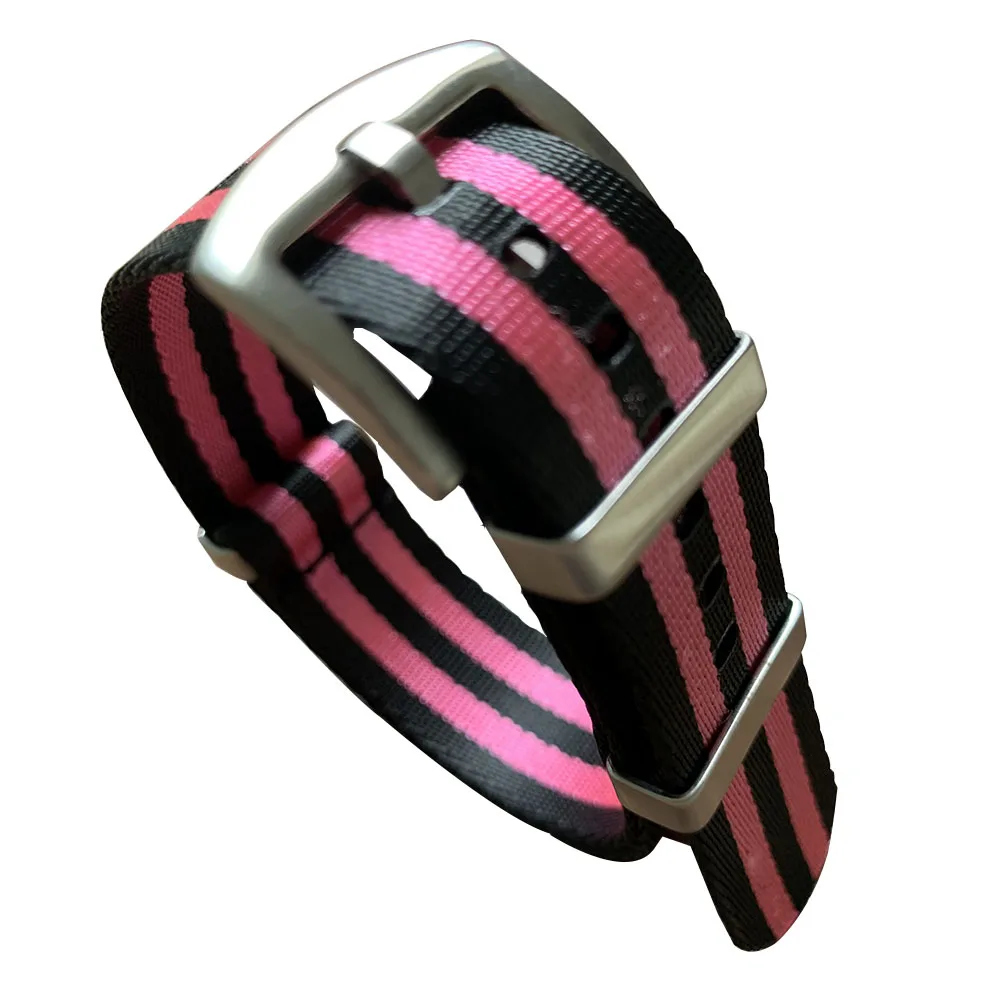 Ремешок нейлоновый двойной для наручных часов съемный браслет с черными линиями