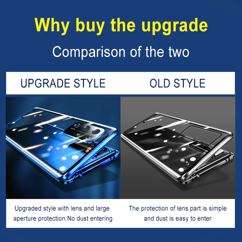 Metal Magnetic Adsorption Cover For Huawei P30 Pro Honor 60 50 P50 Mate 30 40 High-end Double-sided Glass Case Lens Protection