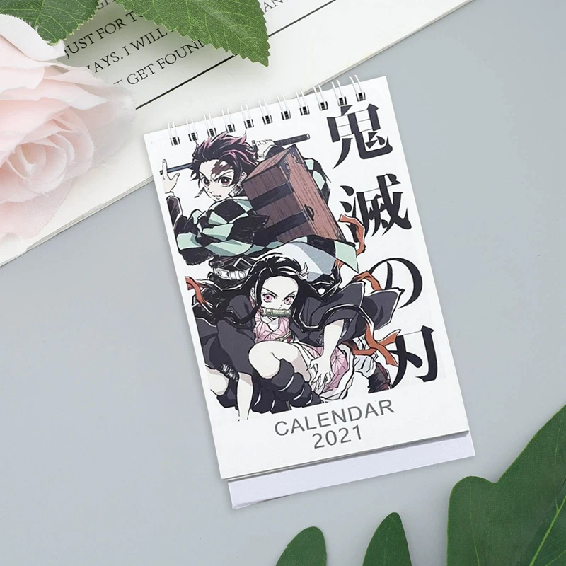 

1PC 2021 Anime Demon Slayer Desk Calendar Cartoon Figure Desk Calendars Daily Schedule Planner School Office Supplies Decoration