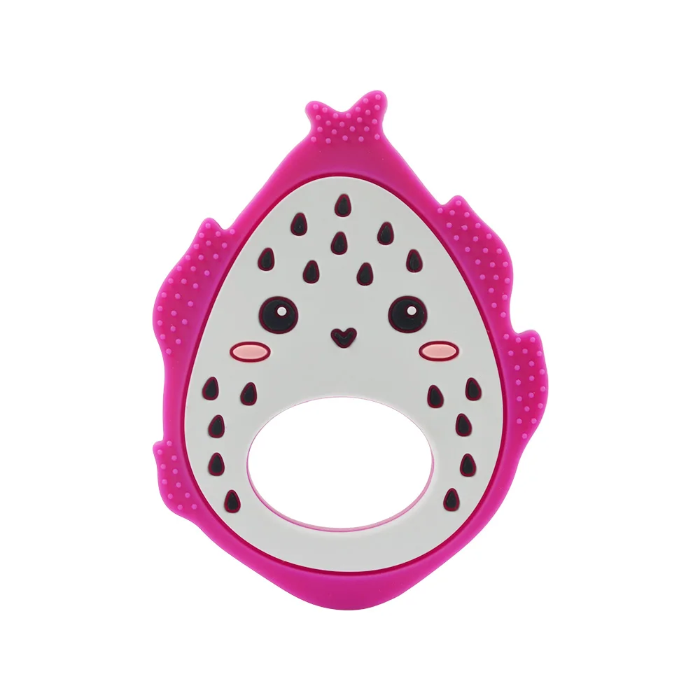 dragon fruit Силиконовая подвеска, 1 шт., детская игрушка для прорезывания зубов, модное ювелирное изделие, енот, шарм, Gameboy, прорезыватель, пищевая игрушка, жевательные бусины, BPA бесплатно - Окраска металла: dragon fruit