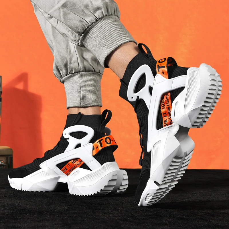 Men Running Shoes New Blade Sneakers High-Top Sock Shoes Flying Weaving Casual Footwear Male Training Walking Shoes Zapatillas