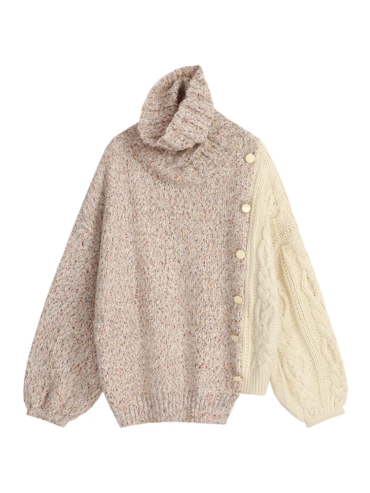 

2021 New Color-blocking Sweater Women's Spring and Autumn New Design Sense Niche Style Long-sleeved Knitted Stitching Jacket