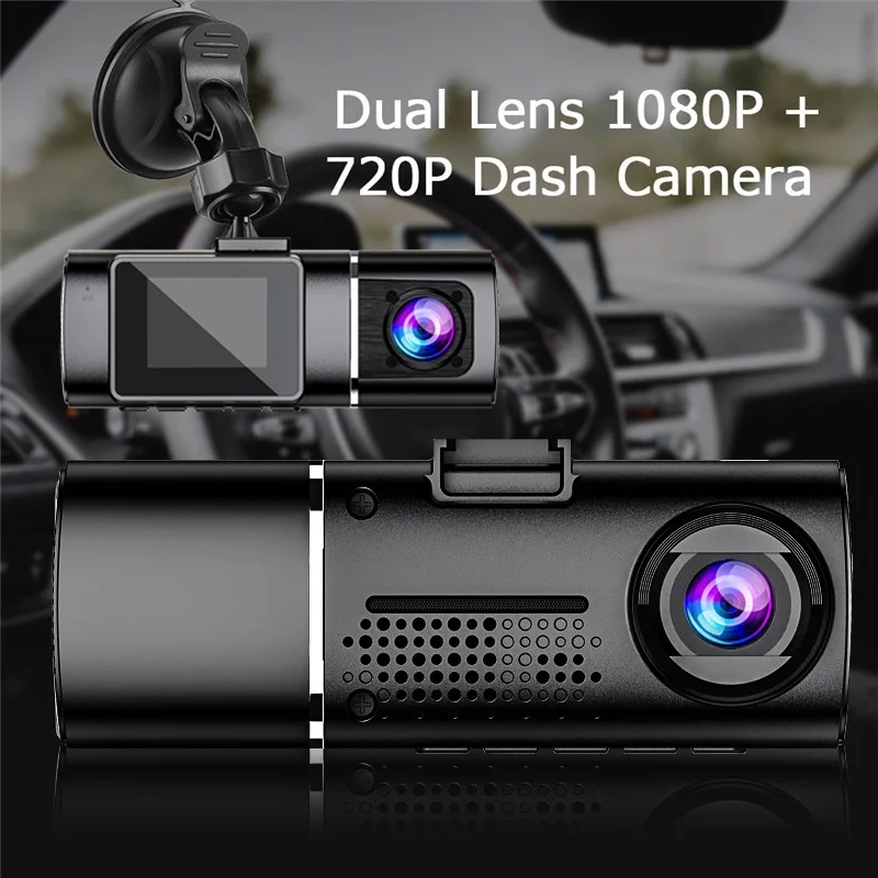 

1080P HD Car Camera Dual Lens 1.5-inch Mini Dash Cam Loop Recording Driving Recorder Dual Channel Car Camera Recorder