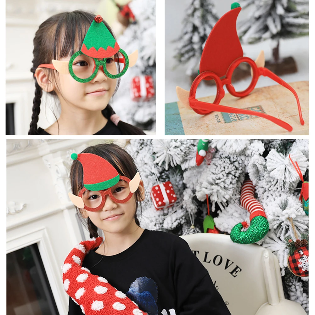 3 шт. мультяшный эльф Рождественская шляпа очки Рождественский подарок украшения