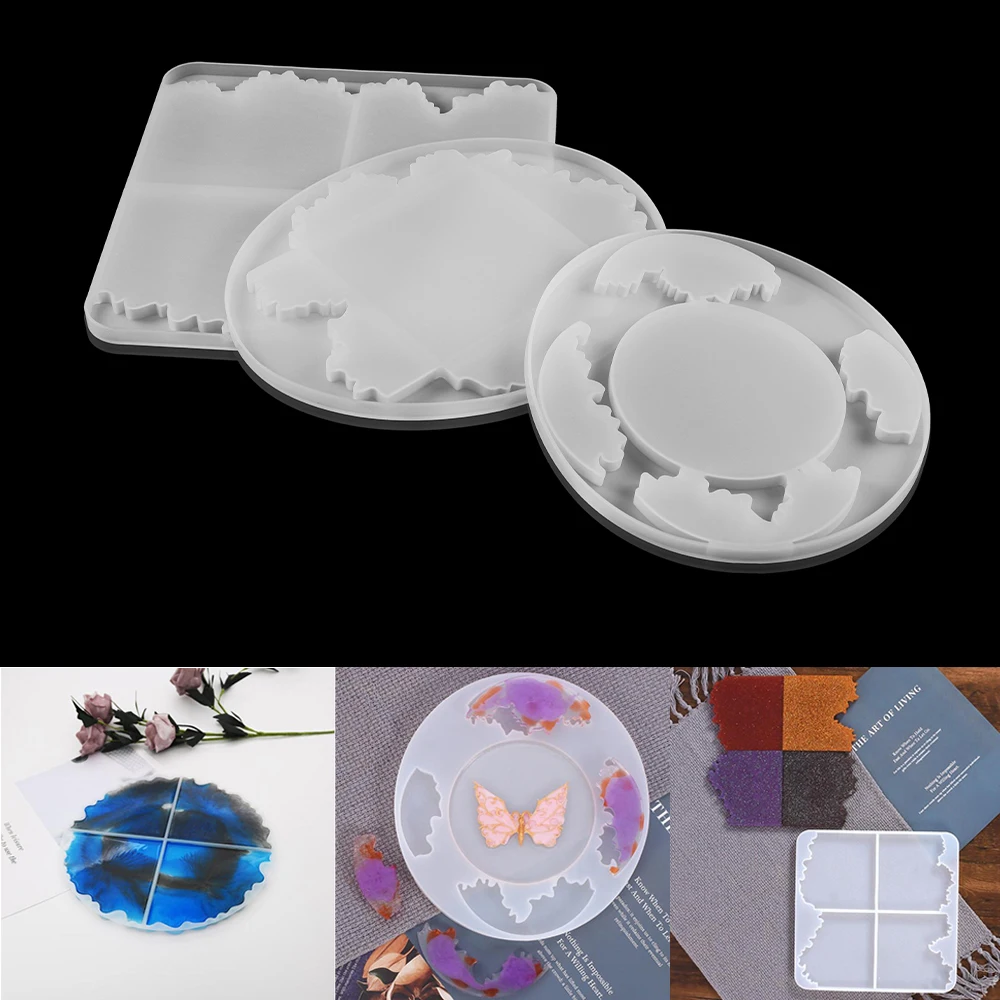 

1 Pcs Sea Wave Shape Table Coaster Silicone Mold UV Tray Epoxy Resin Mold For DIY Handicraft Tableware Cushion Making Tools