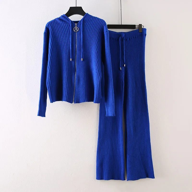 

SuperAen Autumn 2021 New Women's Retro Solid Hooded Wide-leg Pants Casual Fashion High Waist Two-piece Suit