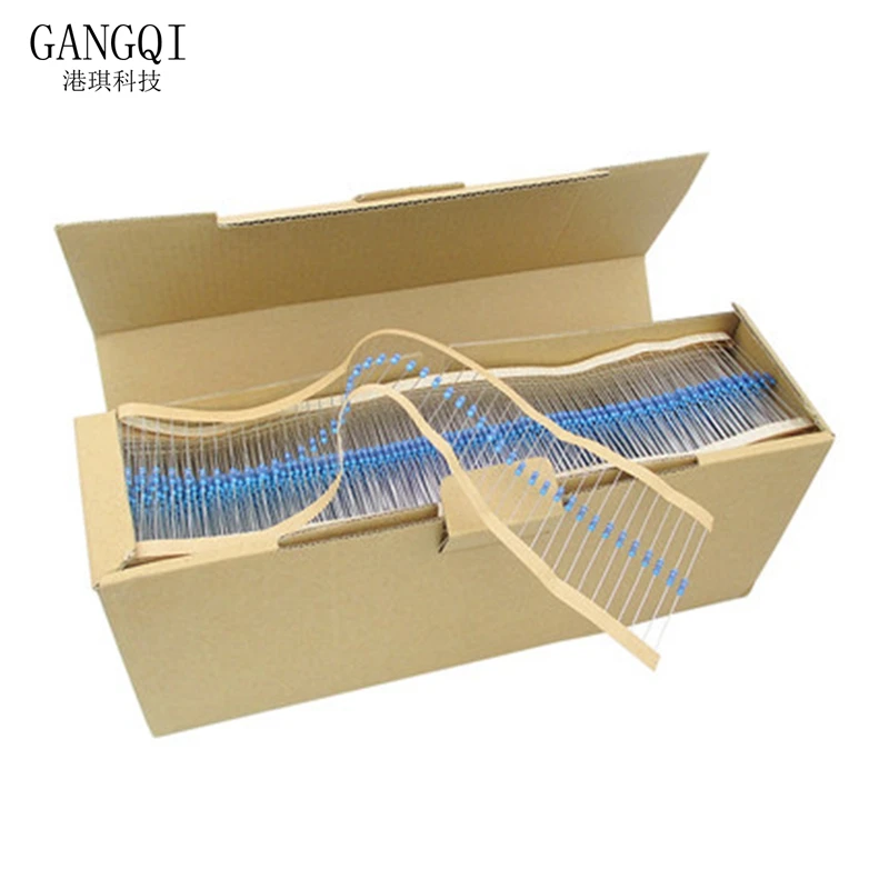 100PCS 1/4W 1R~22M 1% Metal film resistor 100R 220R 1K 1.5K 2.2K 4.7K 10K 22K 47K 100K 100 220 1K5 2K2 4K7 ohm resistance