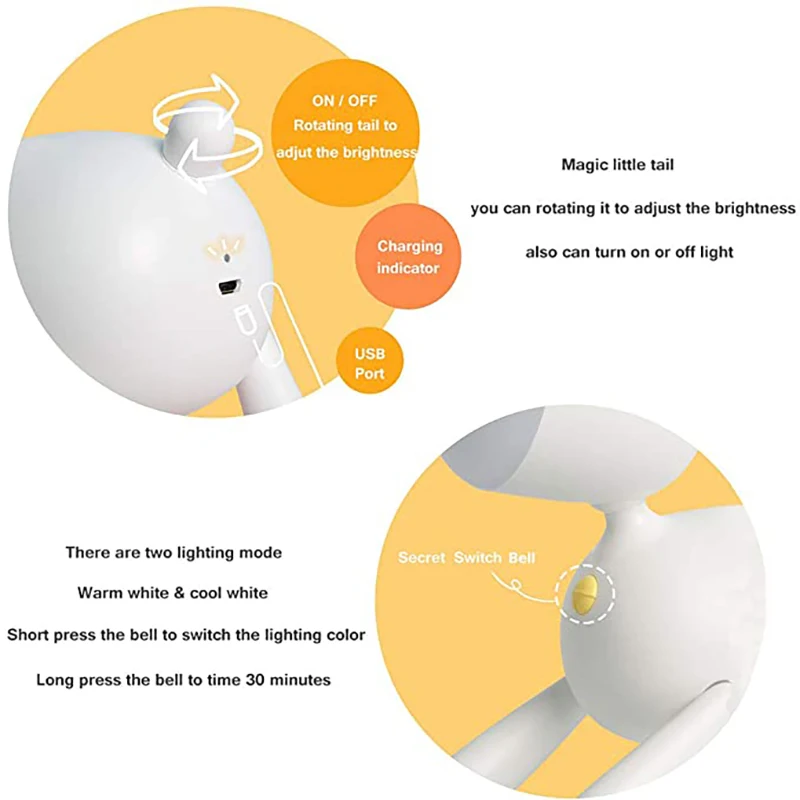 Прикроватная настольная лампа перезаряжаемая прекрасная милая Современная