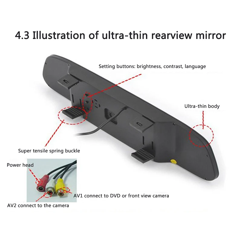 

4.3-inch Reversing LCD Display, Driving Recorder High-definition CCD Mirror Camera Loop Recording Car Rearview Mirror