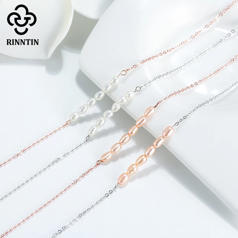 Rinntin 925 пробы серебряный браслет круглой формы дизайн розовый белый пресноводный