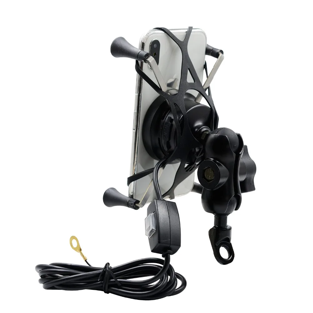 Motorcycle Charger Phone Holder With USB Wireless Wired 2in1 ABS Phone Holder for Motorbike Holder Handlebar Rearview Mount 2in1