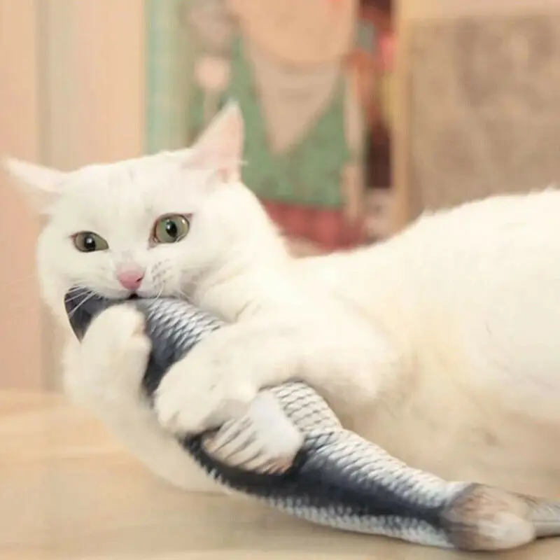 Электрическая имитация плюшевой рыбы игрушка для кошки Интерактивная жевания