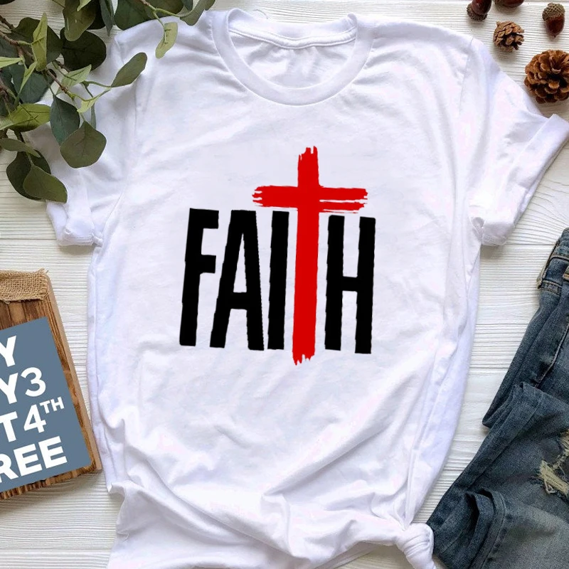 Футболка с надписью Faith футболка крестиком христианского Иисуса Hope Love Inspire