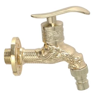 1pcslot european style retro imitation dragon shaped golden washing machine faucet mop pool into the wall quick opening faucet