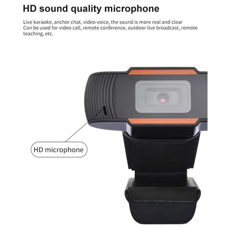 

HD Webcam 480P USB Camera Rotatable Video Recording Webcam with Microphone for PC Computer