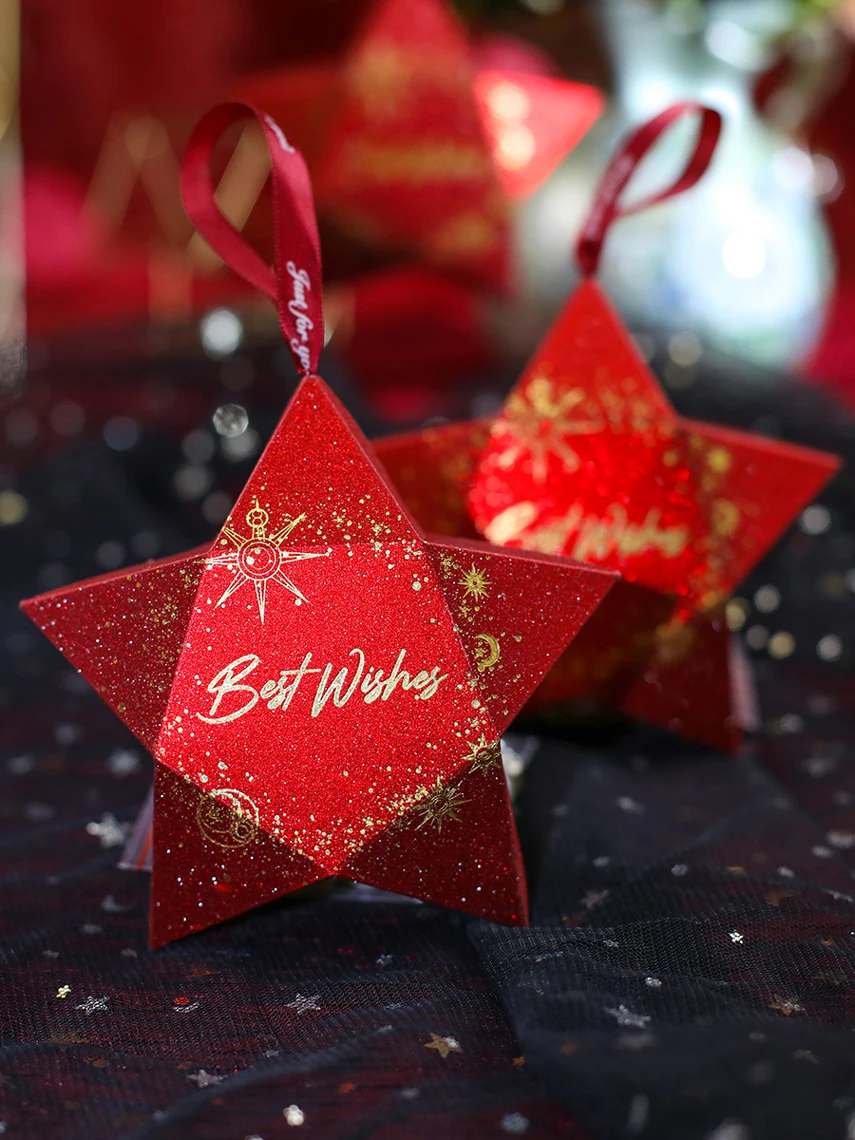 Блестящая пятиконечная звезда Свадебная коробка для конфет шоколад