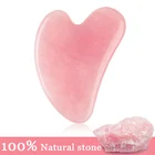 Скребок гуаша из розового кварца, массажер для лица, натуральный камень, против морщин, для тонкой подтяжки кожи лица и шеи