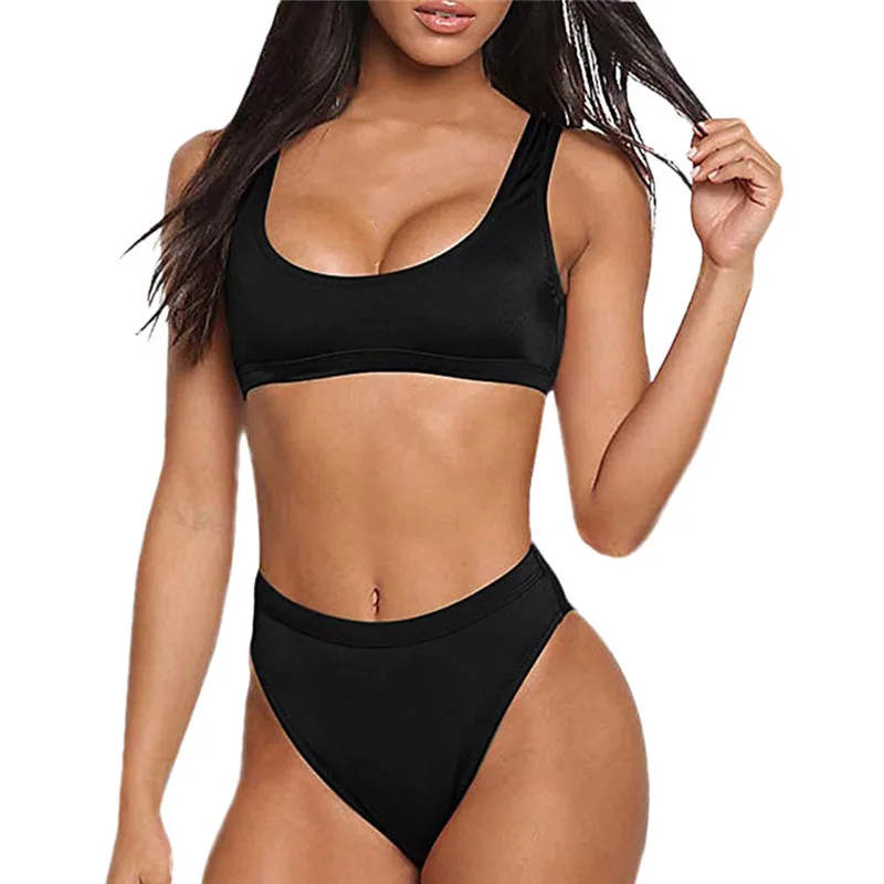 Бикини с высокой талией женские из двух частей Swimsui модные сексуальные летние