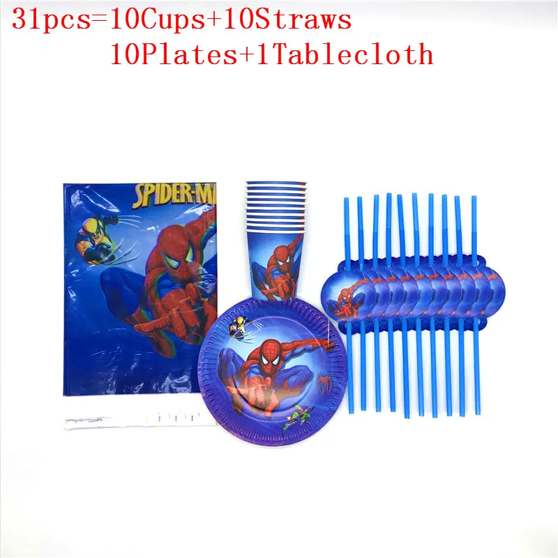 

31/61pcs Party Supplies Spiderman Cup Plate Straws Tablecloth for Wedding Party Supply Baby Shower Decoration Christmas Birthday