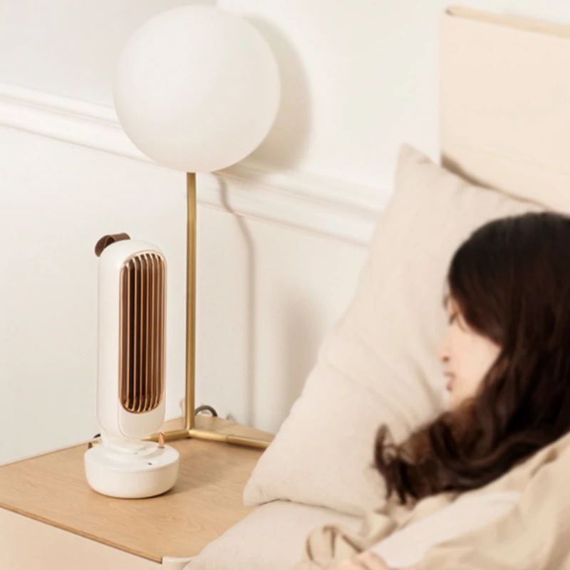 

Fan Humidifying spray Retro Double-Blade Tower Fan Desktop Vertical Fan Portable Rechargeable USB Fan CB Certification