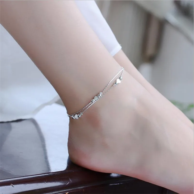 Классические браслеты с сердцем серебряные ювелирные изделия женские модные из