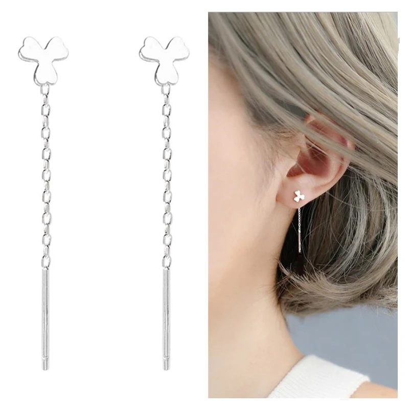 

Модные посеребренные серьги для женщин ювелирные изделия классический Клевер кисточкой серьги женские вечерние аксессуары подарок для пр...