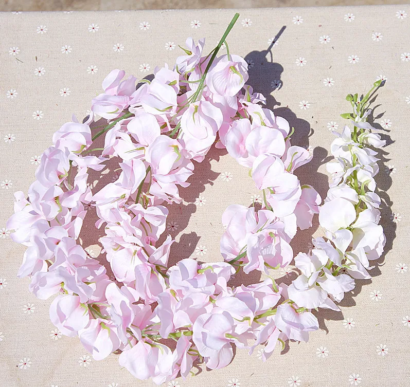 

Artificial Flower Wisteria Vine 120cm Single Silk 140 Flowers Series DIY Plant Wedding Decoration For Wall Background