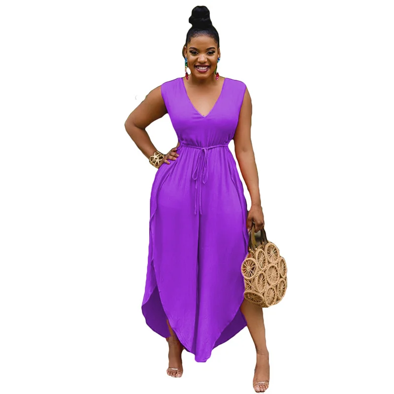 Женский комбинезон с V-образным вырезом без рукавов |