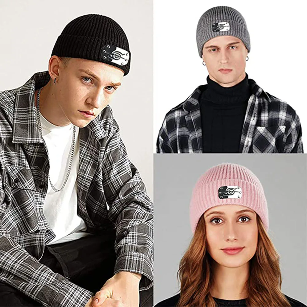 

Anime Akatsuki Beanie Hat Cosplay Winter Knitted Cap Konoha Uchiha Itachi Kakashi Kids Gift