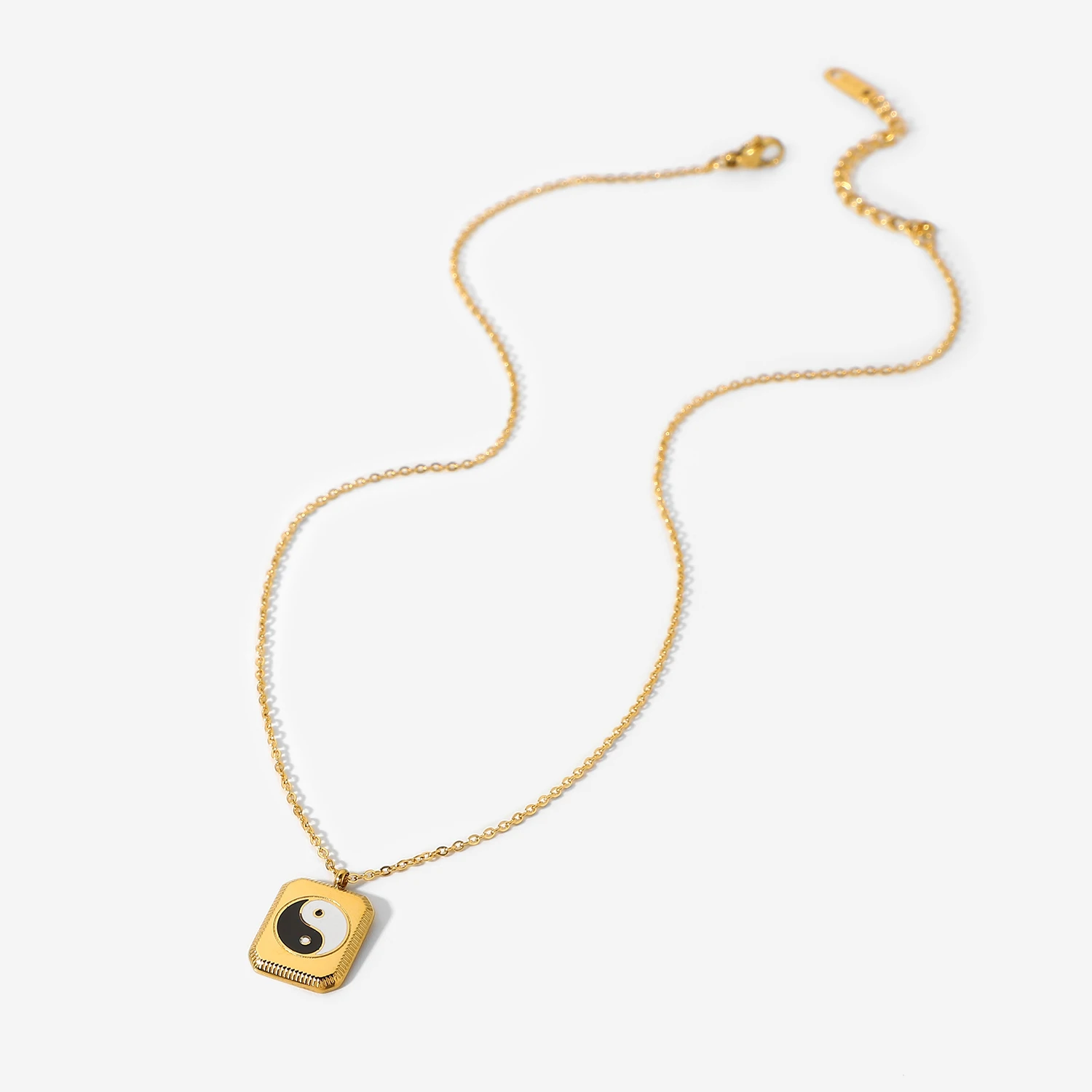 Очаровательная цепочка из нержавеющей стали квадратная черно-белая | Украшения и