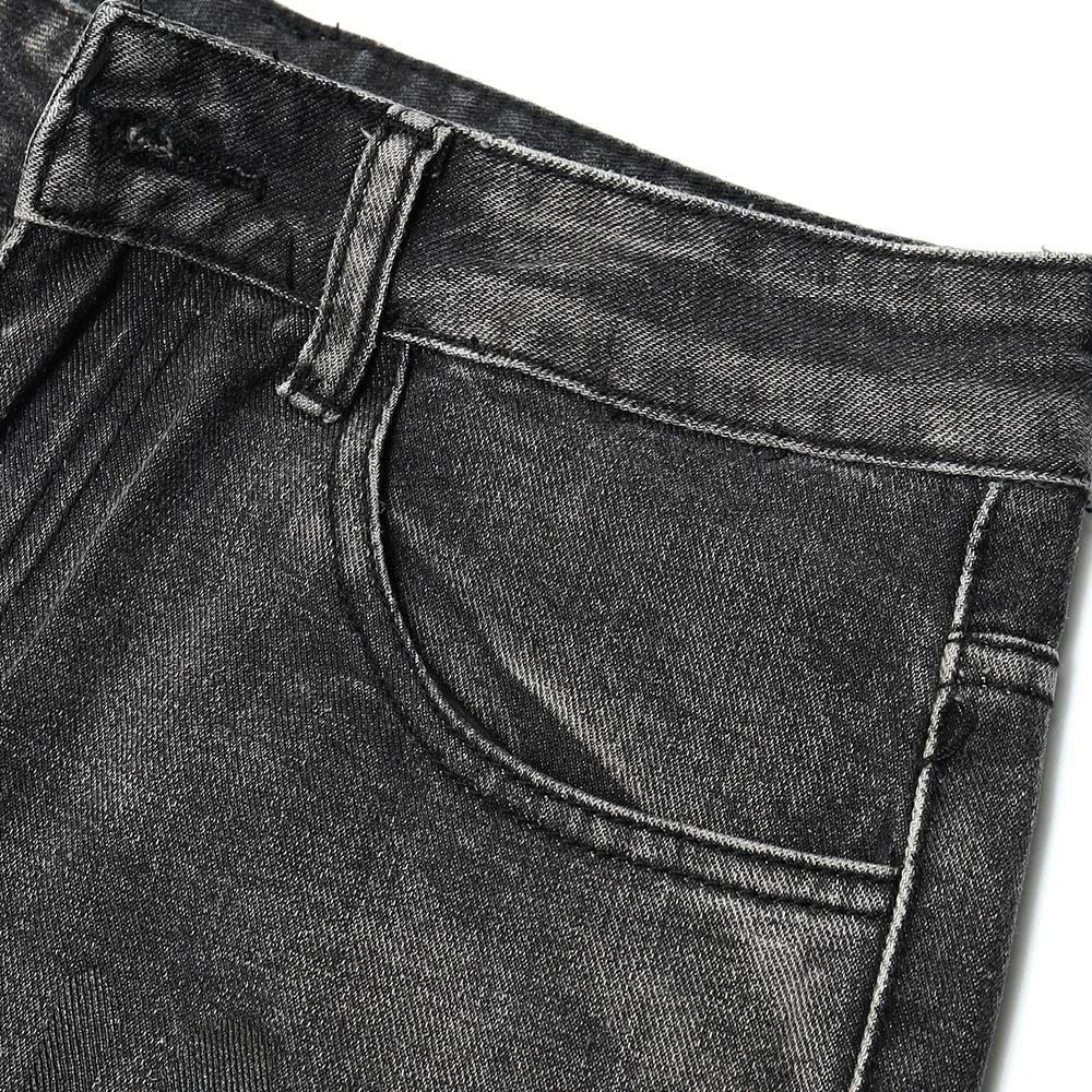 

JING ZHE Jeans Men Anime Manga Letter Print Denim Pants Men Washed Distressed Jeans Trousers Vintage Fashion Harajuku Streetwear