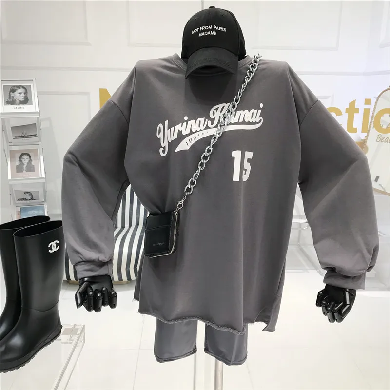 

Printed Letter Long-Sleeved Pullover Sweatershirt Women's Thin 2020 Autumn New Casual Korean-Style Loose Shirt Fashion
