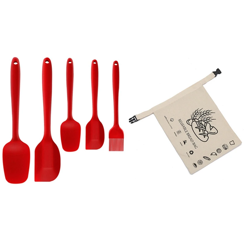 

5 Piece Non-Stick Heat Resistant Silica Gel Spatula Set & 1x Cotton Bread Bags