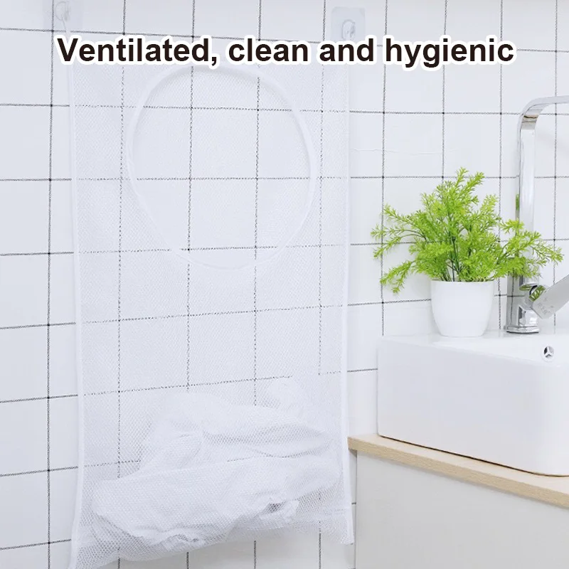

Bathroom Multifunctional Clothes Storage Net Bag Wall Hanging Laundry Storage Bag Hanging Bag Dirty Clothes Basket