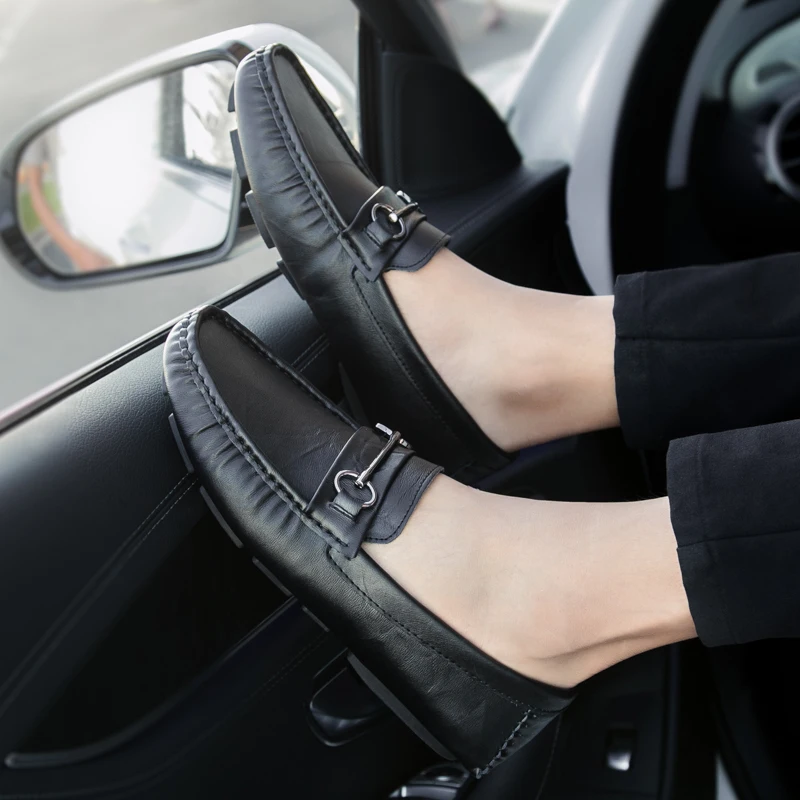 Туфли мужские из натуральной кожи роскошные брендовые дышащие мокасины без