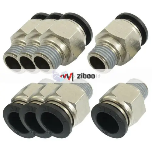 

8 шт, Пневматические Быстроразъемные соединители с резьбой 1/4 дюйма, 1 касание, для трубок 12 мм.