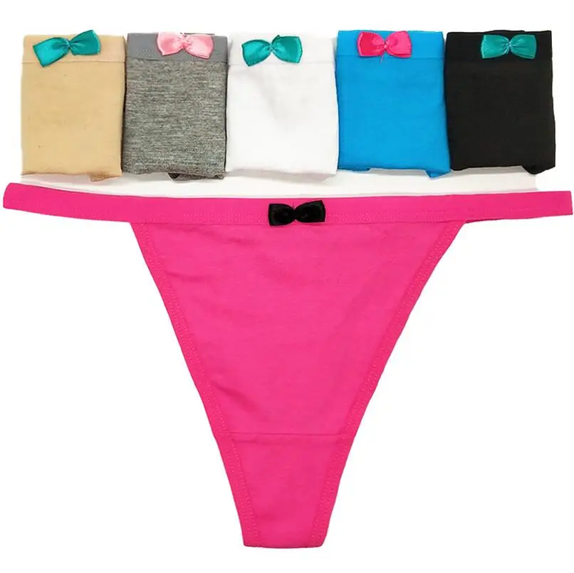 

5PCS/Set G-string Panties Cotton Women's Underwear Sexy Panties Female Underpants Thong Solid Color Lingerie