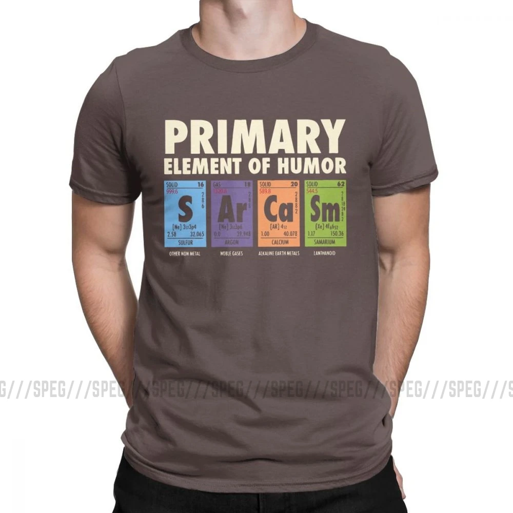 Коричневый Смешная футболка для мужчин с принтом "Таблица юморов", S Ar Ca Sm Science Sarcasm Primary Elements Chemistry, хлопковые футболки размера плюс - Цвет: Коричневый