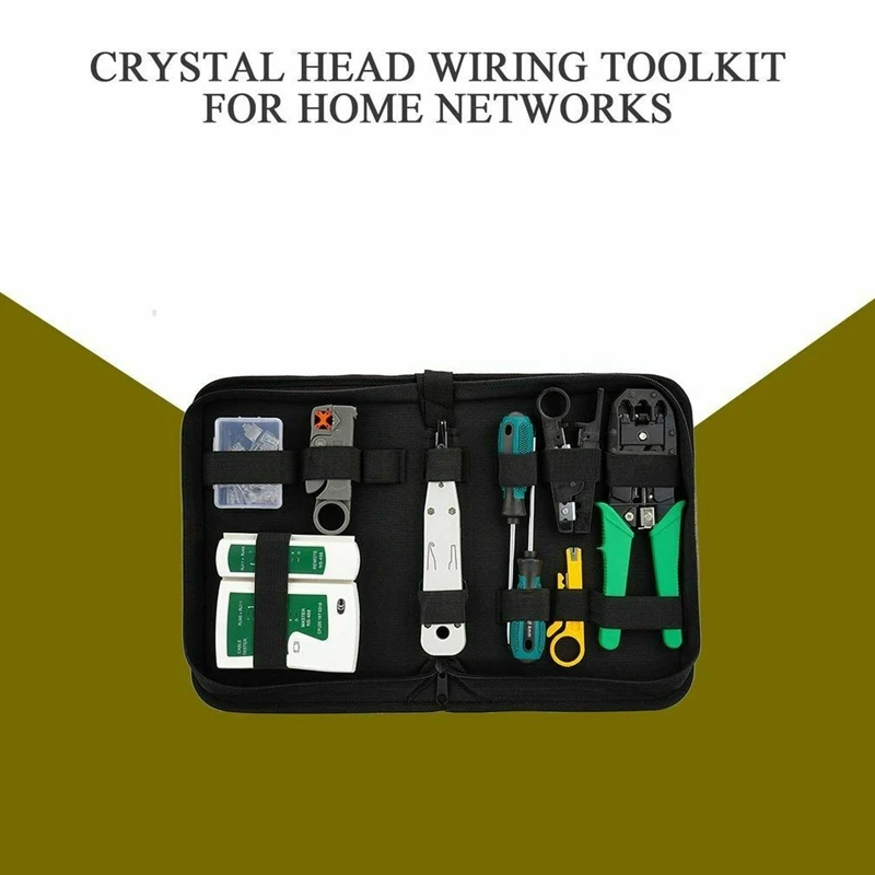 

HOT-Computer Network Repair Tool Kit LAN Cable Tester Wire Cutter Screwdriver Pliers Crimping Maintenance Tool Set Bag