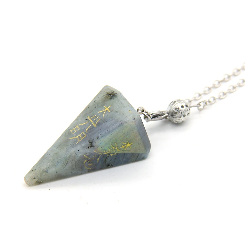 Природные обсидиана символ Пирамида с резьбой подвеска в виде каменного