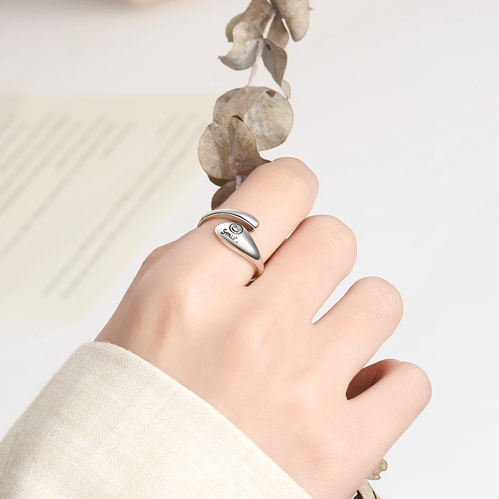 Кольцо с улыбкой из серебра S925 пробы винтажное ювелирное изделие многослойным